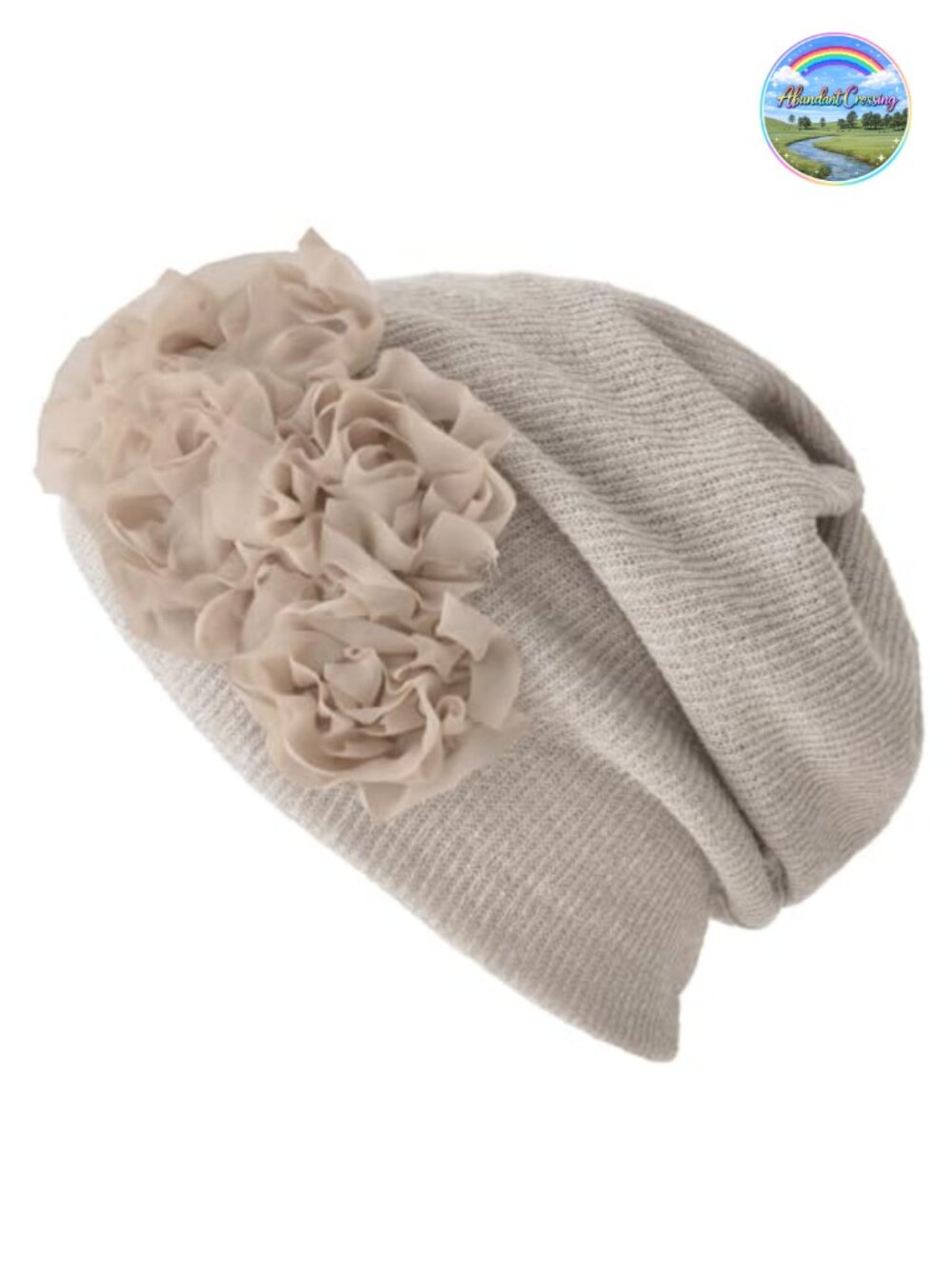 Womens Floral Beanie Hat Mesh Neck Gaiter Hairband One Size